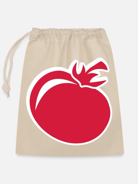 Rote Tomate - Verschließbarer Geschenkbeutel aus Baumwolle (25x30cm) - Natur
