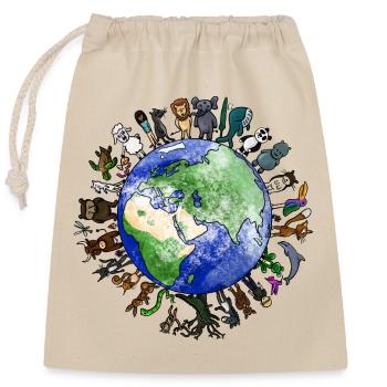 Planète vivante - Biodiversité - Sac cadeau en coton avec cordon (25 x 30 cm) - nature - Devant