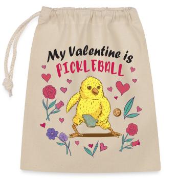 Mein Valentin ist Pickleball - Verschließbarer Geschenkbeutel aus Baumwolle (25x30cm) - Natur - Vorne