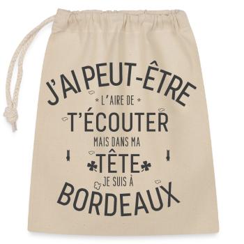 Mentalement je suis à Bordeaux - Sac cadeau en coton avec cordon (25 x 30 cm) - nature - Devant