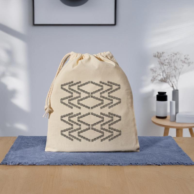 Zigzag pattern Closable cotton gift bag (25x30cm)