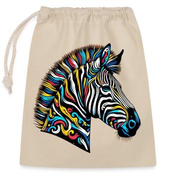 Zebra - Verschließbarer Geschenkbeutel aus Baumwolle (25x30cm) - Natur - Vorne