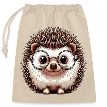 Hedgehog - Closable cotton gift bag (25x30cm) - nature - Front