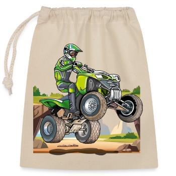 Motocross, off-road quad - Closable cotton gift bag (25x30cm) - nature - Front