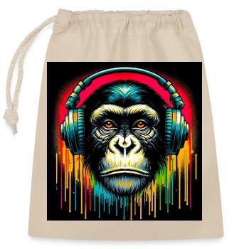 Schimpansen-Affe - Verschließbarer Geschenkbeutel aus Baumwolle (25x30cm) - Natur - Vorne