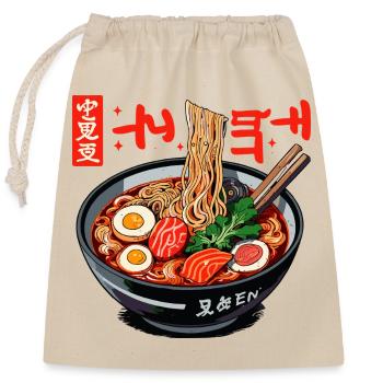 Lebendige Ramen Schüssel Illustration - Verschließbarer Geschenkbeutel aus Baumwolle (25x30cm) - Natur - Vorne