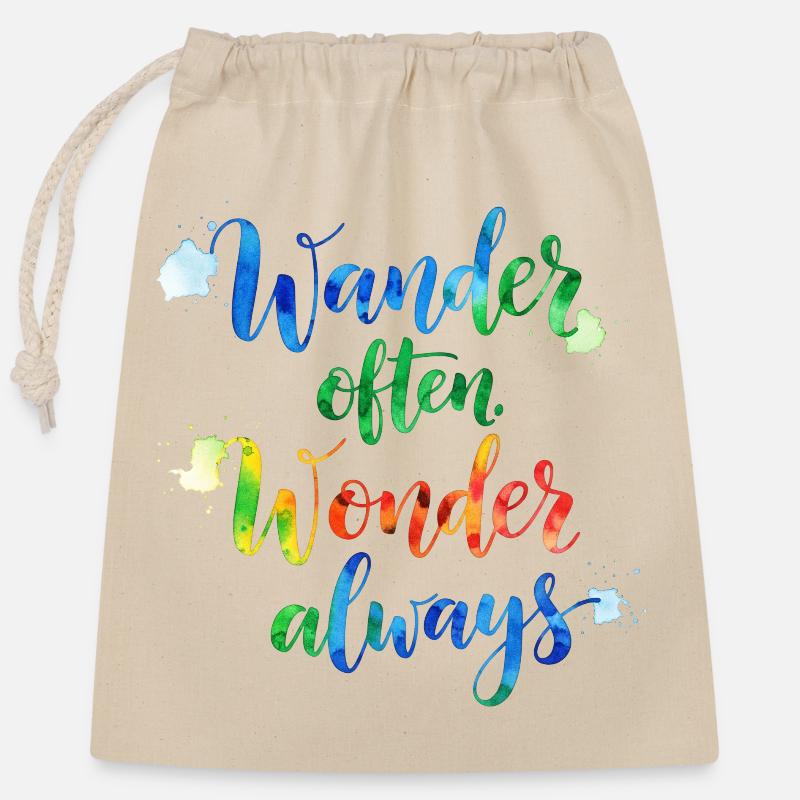 Inspirerende akvarel typografi design - Gavepose i bomuld, der kan lukkes (25x30 cm) - natur