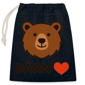 Bärn im Härz - for Bernese with a heart - Closable cotton gift bag (25x30cm) - navy - Front
