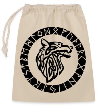 Viking symbol of the black wolf - Closable cotton gift bag (25x30cm) - nature - Front