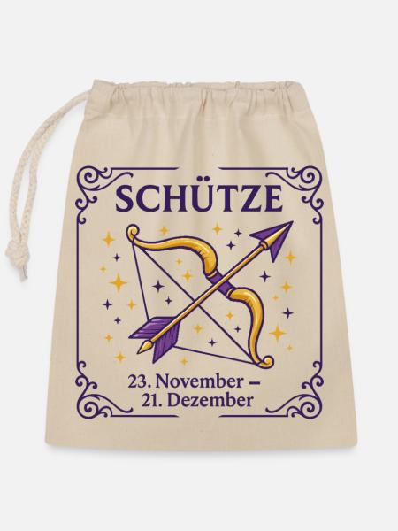 Sternzeichen Schütze - Verschließbarer Geschenkbeutel aus Baumwolle (25x30cm) - Natur