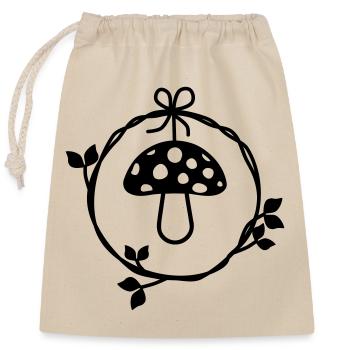 Champignon dans la couronne de feuilles - Sac cadeau en coton avec cordon (25 x 30 cm) - nature - Devant