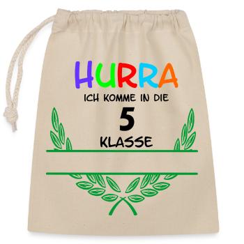 HURRA ich komme in die 5. Class - Namespace - Closable cotton gift bag (25x30cm) - nature - Front