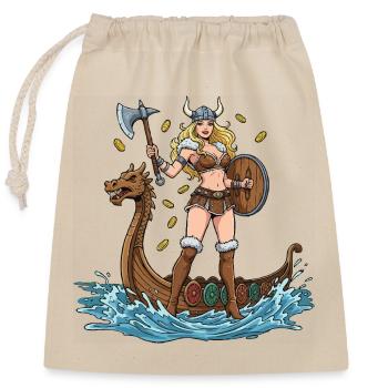 Norwegischer Wikinger-Pin-up - Verschließbarer Geschenkbeutel aus Baumwolle (25x30cm) - Natur - Vorne