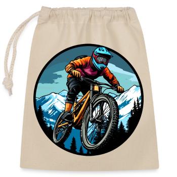 Freeride Biker - Verschließbarer Geschenkbeutel aus Baumwolle (25x30cm) - Natur - Vorne
