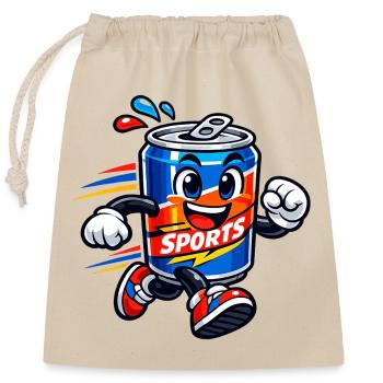 Fröhliche Sportkanne Sprint - Verschließbarer Geschenkbeutel aus Baumwolle (25x30cm) - Natur - Vorne