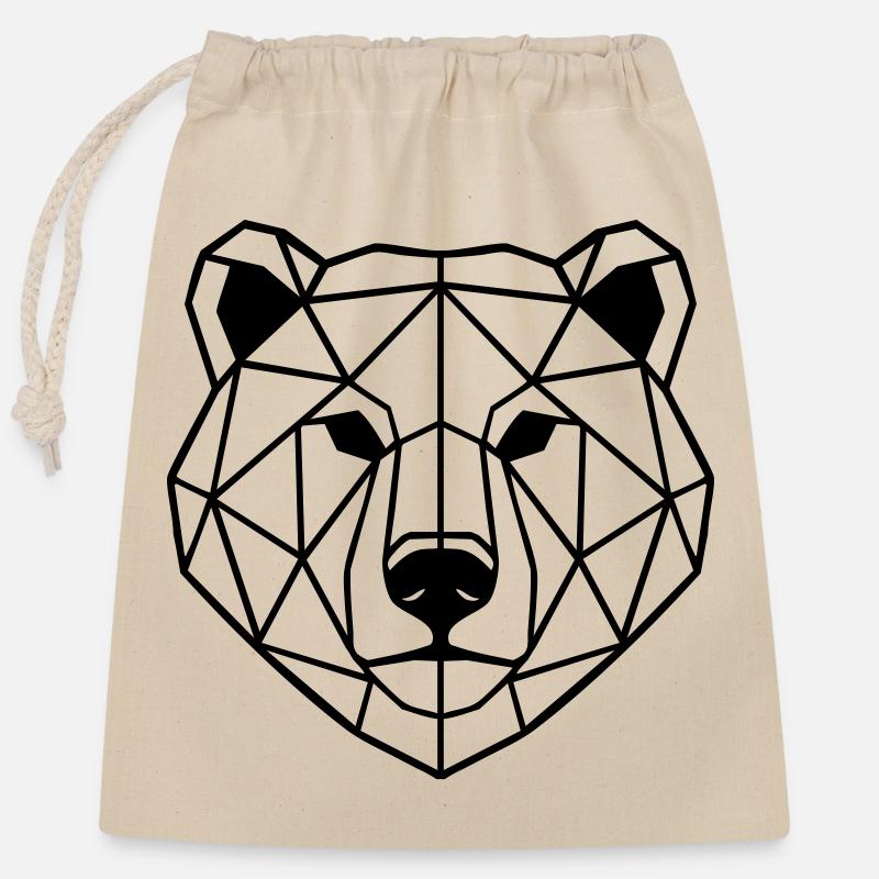 Polygone d’ours - Sac cadeau en coton avec cordon (25 x 30 cm) - nature