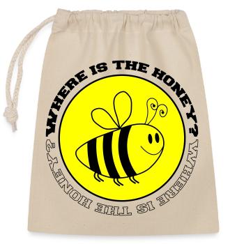 Abeille Où est le miel - Sac cadeau en coton avec cordon (25 x 30 cm) - nature - Devant