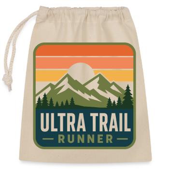 Ultra Trail Runner Retro Mountain Patch - Closable cotton gift bag (25x30cm) - nature - Front