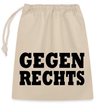 Gegen rechts - Verschließbarer Geschenkbeutel aus Baumwolle (25x30cm) - Natur - Vorne