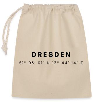 Dresden Koordinaten - Verschließbarer Geschenkbeutel aus Baumwolle (25x30cm) - Natur - Vorne