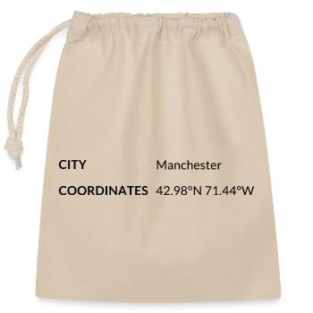 Manchester, New Hampshire, USA coordinates - Closable cotton gift bag (25x30cm) - nature - Front