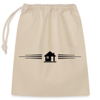 Icône de maison ligne de propriété - Sac cadeau en coton avec cordon (25 x 30 cm) - nature - Devant