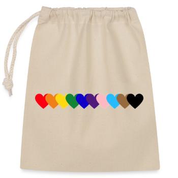 Regenbogen Herzen Pride - Verschließbarer Geschenkbeutel aus Baumwolle (25x30cm) - Natur - Vorne