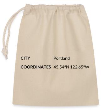 Portland Oregon USA Koordinaten - Verschließbarer Geschenkbeutel aus Baumwolle (25x30cm) - Natur - Vorne