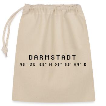 Darmstadt⁠ Koordinaten - Verschließbarer Geschenkbeutel aus Baumwolle (25x30cm) - Natur - Vorne
