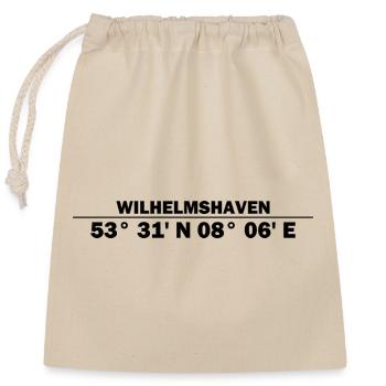 Wilhelmshaven Koordinaten - Verschließbarer Geschenkbeutel aus Baumwolle (25x30cm) - Natur - Vorne