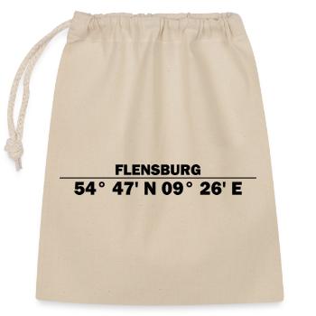 Flensburg Koordinaten - Verschließbarer Geschenkbeutel aus Baumwolle (25x30cm) - Natur - Vorne