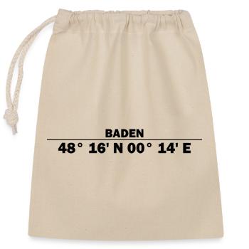 Baden Koordinaten - Verschließbarer Geschenkbeutel aus Baumwolle (25x30cm) - Natur - Vorne