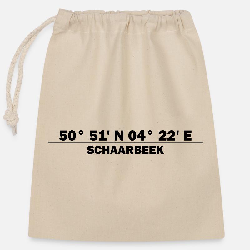 Coordonnées Schaerbeek - Sac cadeau en coton avec cordon (25 x 30 cm) - nature