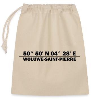 Woluwe-Saint-Pierre Koordinaten - Verschließbarer Geschenkbeutel aus Baumwolle (25x30cm) - Natur - Vorne