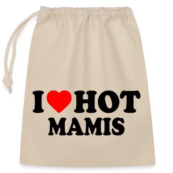 I love hot mamis - Verschließbarer Geschenkbeutel aus Baumwolle (25x30cm) - Natur - Vorne