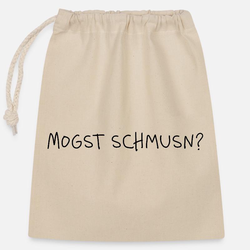 Mogst schmusn? Dialekt Minimal Statement - Verschließbarer Geschenkbeutel aus Baumwolle (25x30cm) - Natur