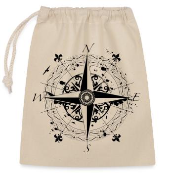 Une rose des vents style grunge - Sac cadeau en coton avec cordon (25 x 30 cm) - nature - Devant