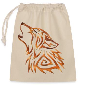 Stammes-Wolf heult Kupferflamme - Verschließbarer Geschenkbeutel aus Baumwolle (25x30cm) - Natur - Vorne