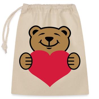 Herz | Bärchen | Heart | Bear - Sac cadeau en coton avec cordon (25 x 30 cm) - nature - Devant