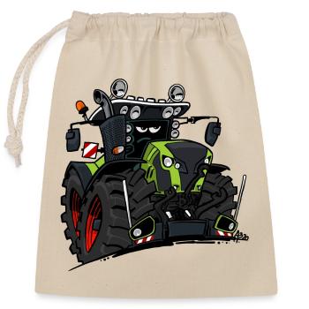 0927 C TRACTOR GREEN - Closable cotton gift bag (25x30cm) - nature - Front