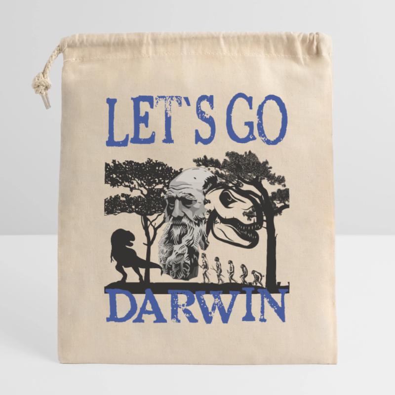 Charles Darwin Evolution textile Geschenkidee Verschließbarer Geschenkbeutel aus Baumwolle (25x30cm)