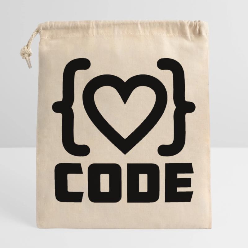 Herzprogrammierer Code Logo mit Text CODE Verschließbarer Geschenkbeutel aus Baumwolle (25x30cm)