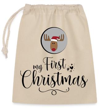 mon premier Noël - Sac cadeau en coton avec cordon (25 x 30 cm) - nature - Devant