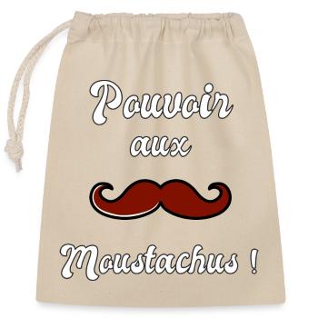 Pouvoir aux moustachus moustache brune - Sac cadeau en coton avec cordon (25 x 30 cm) - nature - Devant