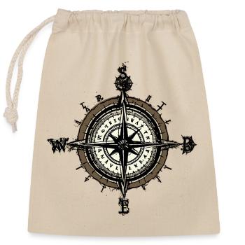 Compass - Closable cotton gift bag (25x30cm) - nature - Front