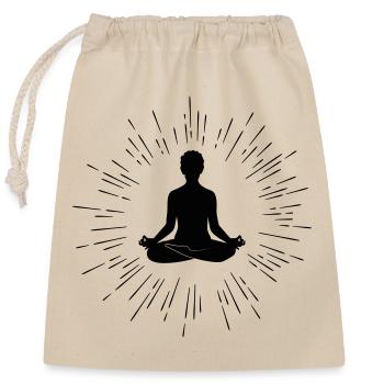 Meditation / Meditieren / Yoga - Verschließbarer Geschenkbeutel aus Baumwolle (25x30cm) - Natur - Vorne
