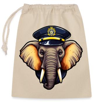 Police Elephant - Closable cotton gift bag (25x30cm) - nature - Front