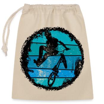 BMX Trick Silhouette - Closable cotton gift bag (25x30cm) - nature - Front