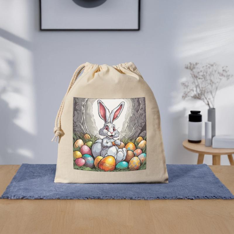 Easter Bunny / Easter / Eggs / Holidays / Easter Closable cotton gift bag (25x30cm)