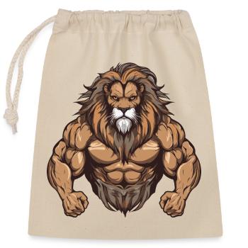Leo Beast Musculation Muscles - Sac cadeau en coton avec cordon (25 x 30 cm) - nature - Devant